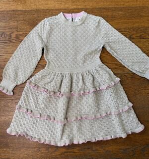 Mini Boden Girls' Sparkly Knit Tiered Dress Size 4-5